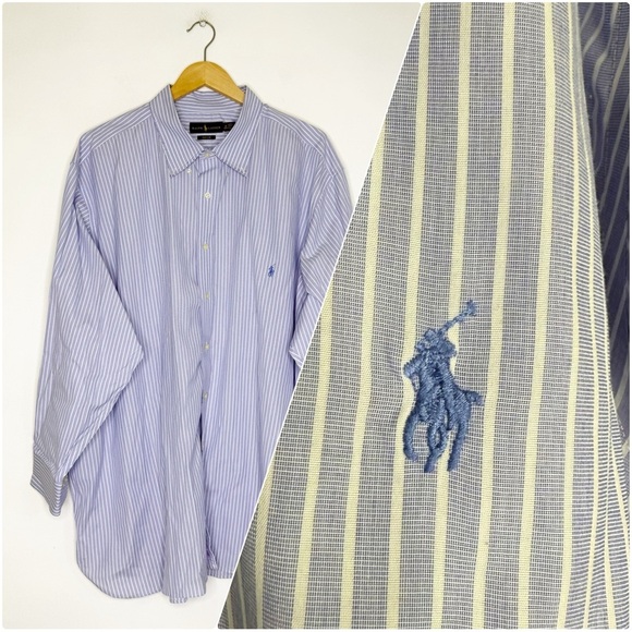 Ralph Lauren Easy Care Men’s Striped Dress Shirt Size 20 34/35 - Picture 1 of 6